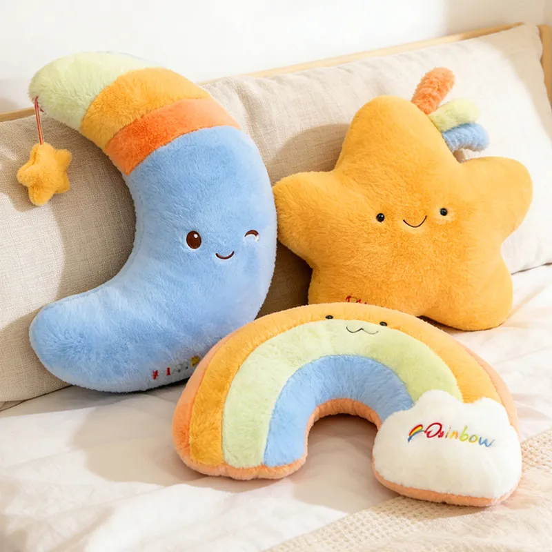 New Rainbow Collection Star-Shaped Huggable Pillow – Soft Plush Cushion, Cuddle Sleep Companion & Birthday Gift for Girls